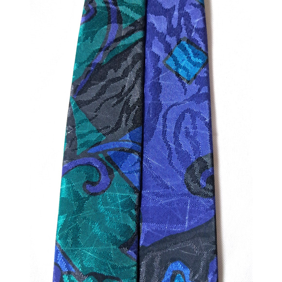 Vintage Buscati Men's Tie Blue Green Palace Silk Abstract Classic Style - Picture 5 of 8